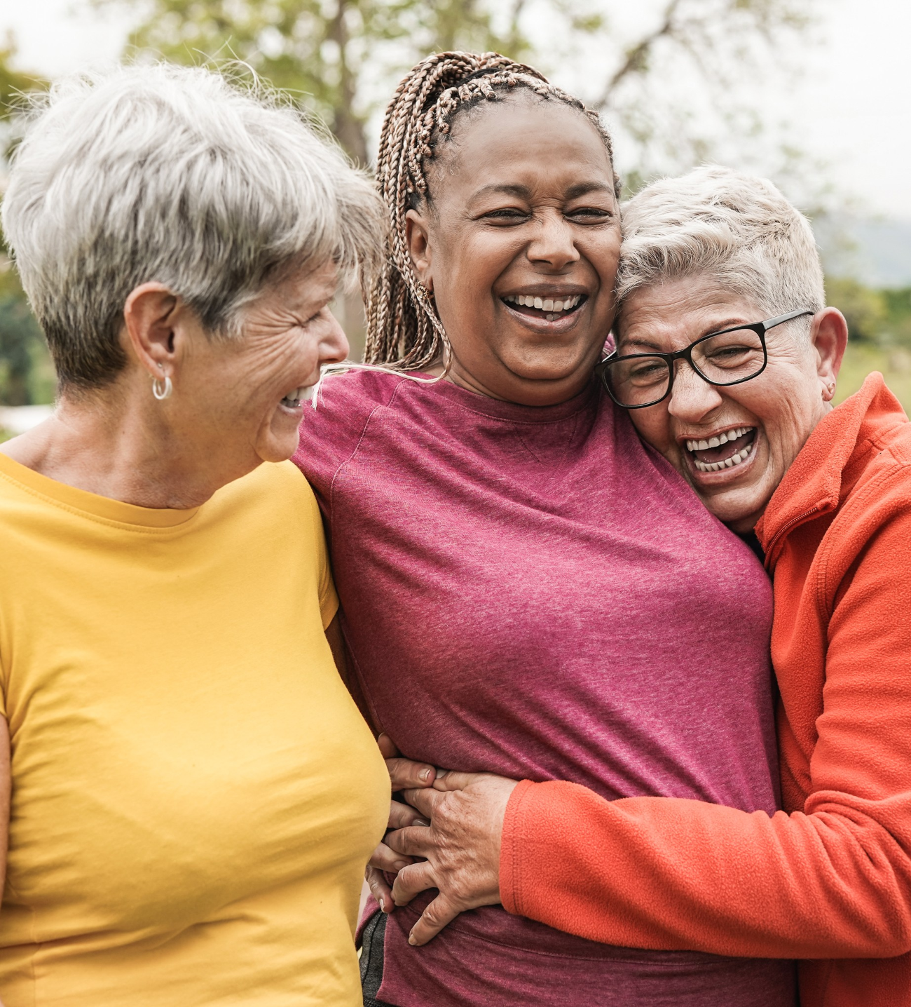 three women hugging